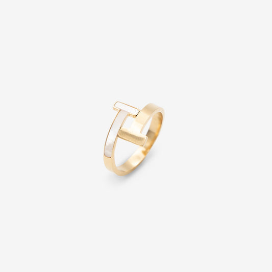 Bague « Gold & White » plaquée or 18 carats N° BIGAG092