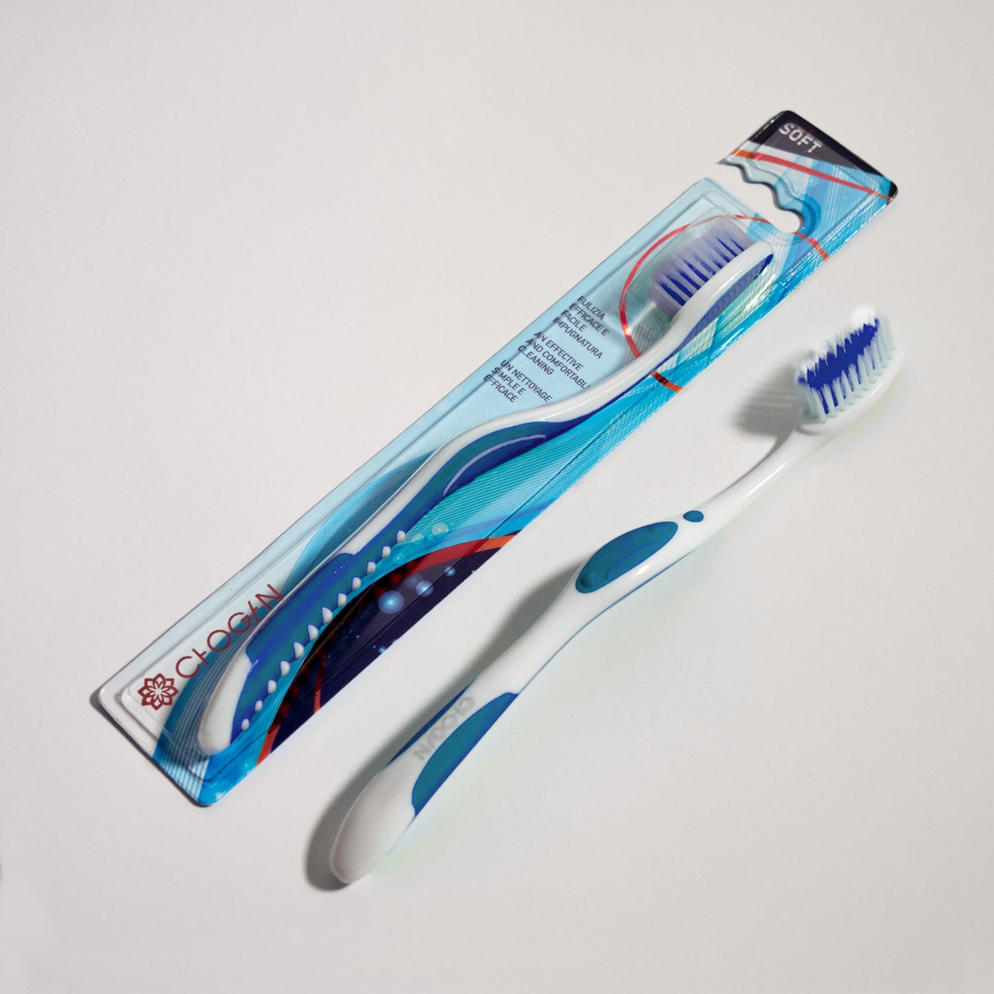 TOOTHBRUSH - SOFT BRISTLES (WHITE-BLUE)