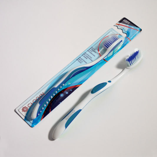 BROSSE À DENTS -SOIES SOUPLES (BLANC-BLUE)