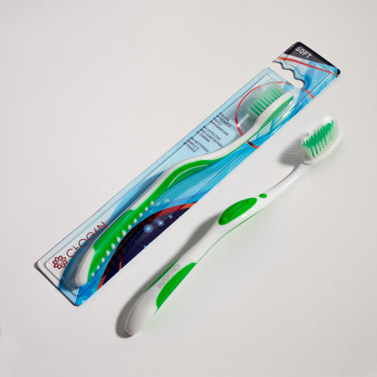 BROSSE À DENTS -SOIES SOUPLES (BLANC-VERT)